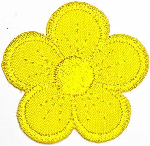 HHO תיקון סט 3 חלקים. מיני פרחים צהובים ברזל על טלאים רקומים חמניות פרח חיננית מוטיב קריקטורה מוטיב אפליקציות רקמה תפירה תפירה לילדים לבגדים