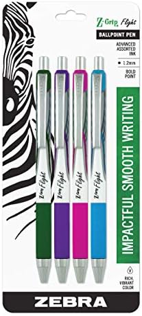 עט זברה Z-Grip טיסה נשלפת עט כדורים, נקודה מודגשת, 1.2 ממ, צבעי אופנה שונים, 4-ספירות