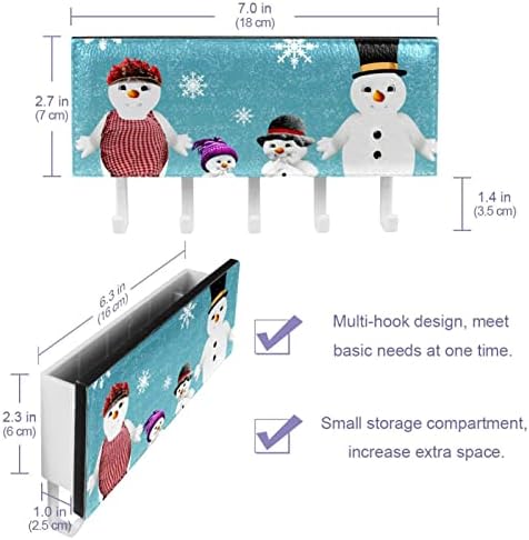 מארגן מתלים משפחתי של שלג חורפי עם 5 ווים מדף מדף מטבח קיר מדף אחסון רב -פונקציונלי