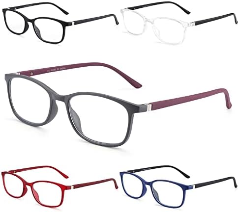 5 משקפי קריאה חבילה חסימת אור כחול, פילטר UV Ray/קוראי מחשב בוהק אופנה משקפיים משקפיים/גברים