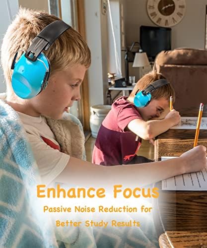 אוזניות מבטלות רעש לילדים, פעוט הגנה על אוזן ילדים 26dB, מתכווננים רעש בביטול אוזניים במשך 3-16 שנים, מאפסי אוזניים להפחתת רעש לצילום הגנת שמיעה כחול
