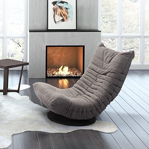 זואו מודרני-כיסא מסתובב נמוך אפור-מודרני-ישיבה-פלדה, פוליאסטר, קצף-מקורה-גובה 31.5