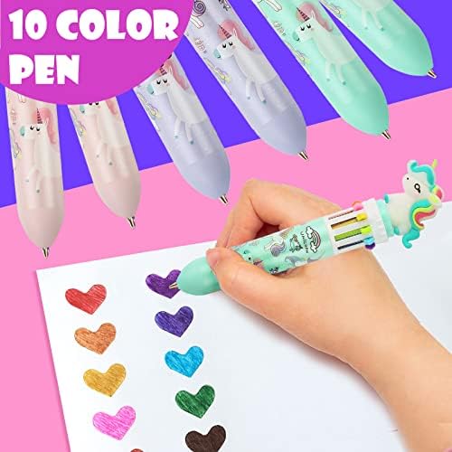 עט כדורי רב-צבעוני 0.5 ממ, 10 ב -1 ב -1 בצבע נשלף מעבורת חד-קרן מעבורת עטים של ציוד לבית ספר משרדים סטודנטים מתנה לילדים, 6 ספירה