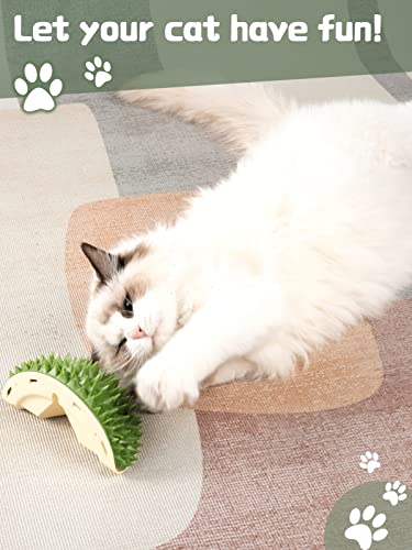 חתול עצמי מטפח עם קטניפ - 2 סטים דוריאן צורת חתול קיר פינת מגרדים מברשת, חתול טיפוח מסרק חמוד אספקת עבור קצר או ארוך שיער חתלתול חיות מחמד