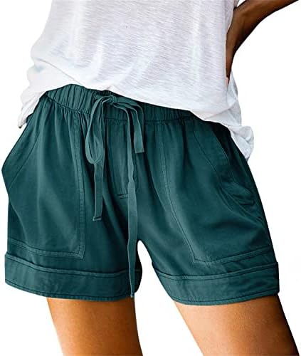 נשים מכנסיים קצרים כותנה גבוהה אלסטי מותן קפלים לפרוע חמוד מכנסיים קצרים חוף זורם מזדמן מכנסיים קצרים