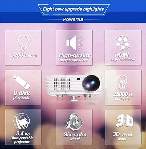 Alizjj Mini מקרן HD מקרן מקרן 3200 Lumen 3D קולנוע ביתי וידאו תמיכה בתמיכה Full HD