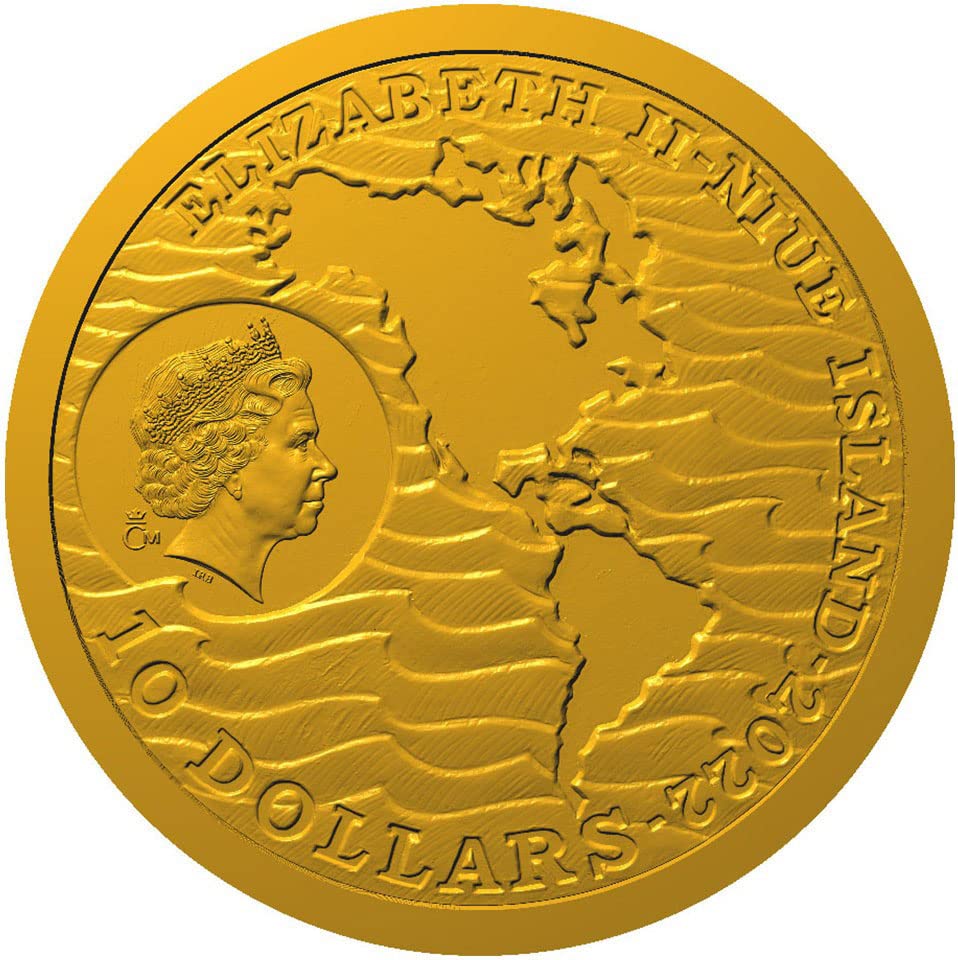 2022 de Discovery of America Powercoin Amerigo Vespucci 1/4 Oz Coin Gold 10 $ niue 2022 הוכחה