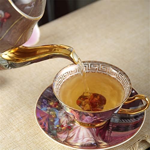 סט TJLSS רטרו סט תה סט קרמיקה בסגנון אירופאי סט חרסינה כוס כוס סיר פרח סיר תה כוס כוס סוכר קערת סוכר