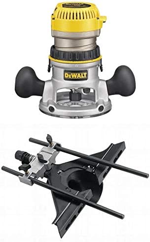 Dewalt DW618K 2-1/4 HP משתנה אלקטרוני מהירות נתב בסיס קבוע עם ערכת התחלה עם מדריך קצה נתב DW6913 עם התאמה עדינה ומתאם ואקום