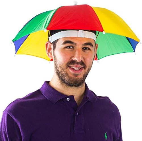כובעי מפלגה מצחיקים כובע מטרייה - כובע מטריית דיג לילדים ומבוגרים - צבעי קשת אלסטיים