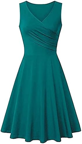 שמלות ירוקות לנשים, בתוספת גודל שמלת בית הספר ליידי ללא שרוולים יום פטריק הקדוש אלגנטי עם כיסים