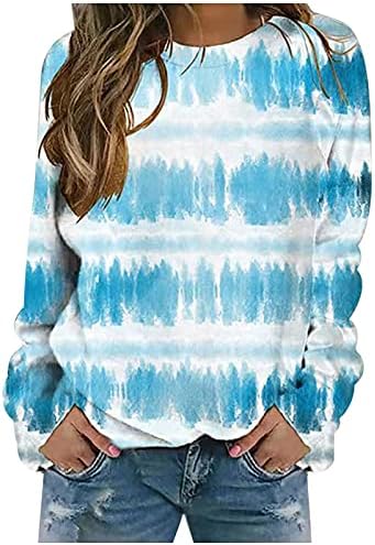 אופנה 2021 חולצות לנשים, רטרו גרפי הדפסת צווארון עגול ארוך שרוול סווטשירט בתוספת גודל רופף הולם בסוודרים