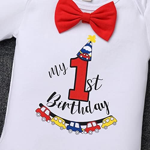 Odasdo Baby Boy יום הולדת ראשון עוגת יום הולדת תלבושת תלבושת שרוול קצר רומפר y-back מכנסיים קצרים