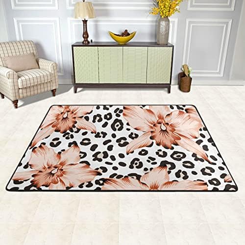 פרחי סחלבים טרופיים שטיחים שטיחים גדולים של שטיחי פליימה שטיח לילדים לחדר חדר שינה סלון 72 x 48 אינץ ', שטיח תפאורה ביתית