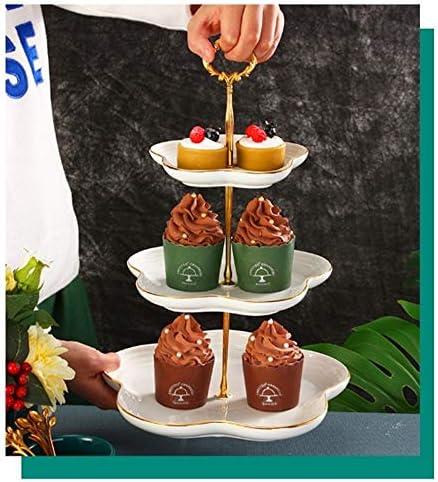 עוגת מגש 3 קומות פרח לחתונות תה מסיבת חג ארוחות או מסיבות יום הולדת קרמיקה עוגת דוכן עוגת דוכן