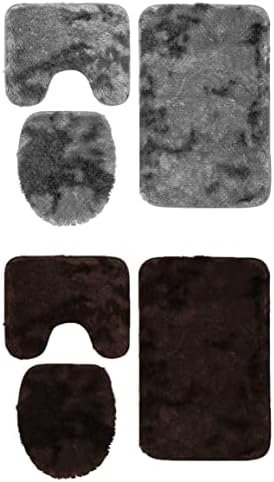 שטיח אמבטיה סט אמבטיה שטיח קונטור מחצלת אסלת מכסה כיסוי רחיץ סופר רך מיקרופייבר החלקה אמבטיה שטיחים 3 יחידות חום אמבטיה מחצלות