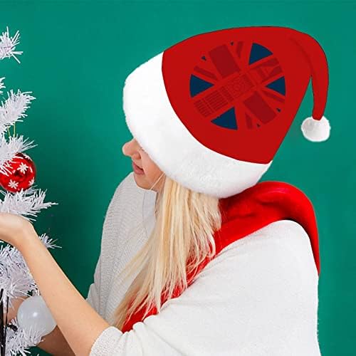 אני אוהב לונדון בריטניה דגל חג המולד כובע סנטה כובעי חג המולד עץ קישוטי חג דקור מתנות למבוגרים נשים משפחת גברים