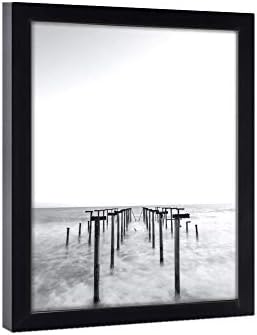 מסגרת תמונה מודרנית 13x18 מודרנית עץ שחור זכוכית אמיתית - קיר גלריה תלויה 13 x 18 מסגרת תמונה - פוסטר הדפסת אמנות קיר 18x13 אינץ '