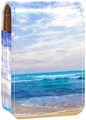 נסיעות שפתון ארגונית מקרה, שפתון מקרה נייד איפור תיק עם מראה,חוף כחול ים שמיים דפוס