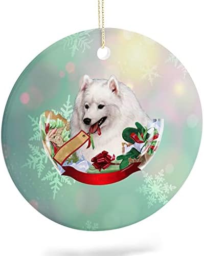 2021 קישוט לחג המולד קרמיקה דו-צדדית מודפסת קישוטים עגולים לחג המולד רעיונות לחיית מחמד מצחיקים מתנה עץ חג המולד קישוטי תלייה תליון קישוטים כלבים מותאמים אישית 14S