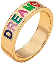 פשוט טבעות לנשים צבעוני מכתב שמן נוטף טבעת אהבת טבעת נשי רטרו רגיל טבעת מתנה לחברים ואוהבים