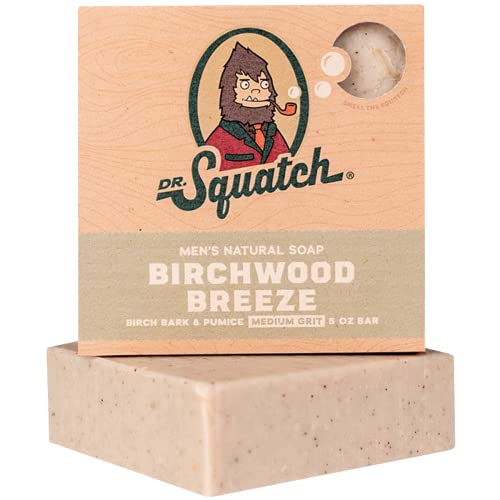 דר סקוויץ 'בירצ'ווד בריזה 3 חבילה בר - סבון מעובד קר המיוצר לגברים - חצץ בינוני - שמנים טבעיים - ניחוח נקי מרענן - פילינג