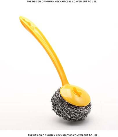Mruyh נירוסטה 304 סיר כביסה של כדור פלדה עם ידית ניקוי כדור מטבח בית נשלף ידית ארוכה שטיפת כלים מברשת מברשת צהוב