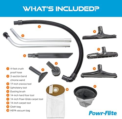 PowR-Flite Comfort Pro Pro שואב אבק תרמיל, שואב אבק מסחרי 6 ליטר עם ערכת כלי פרימיום, ואקום HEPA, BP6S