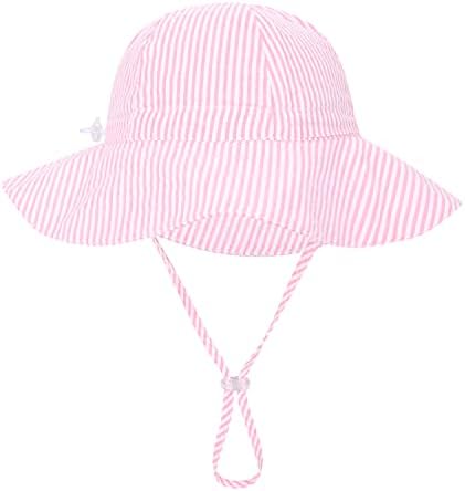 תינוקת רחב שוליים דלי כובעים עם 50 + חיצוני מתכוונן חוף כובע עם שמש כובע
