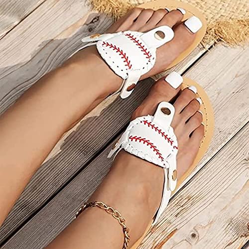 נשים של בייסבול כפכפים קיץ קליפ-הבוהן סנדלים שטוחים רומי נעל חוף נסיעות סנדלי נוער ילדה של נעליים