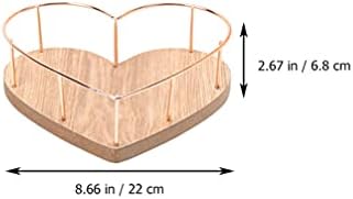 Besportble מראה לקצץ מעץ מגש יהירות מארגן איפור בצורת לב וינטג 'תצוגת מגש מגש דקורטיבי צלחת הגשה לבושם