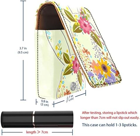 שפתון מקרה עם מראה חמוד נייד איפור תיק קוסמטי פאוץ, קריקטורה בעלי החיים ארנב אביב פרחים