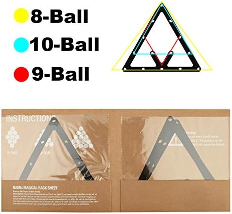 חבילת CM של 6 גיליונות קסם מדף כדור פרו משולש מילול כדורים עם נקודות סמן שולחן בריכה למתלה 8, 9 ו -10 חבילת משולבת כדור וסנוקר