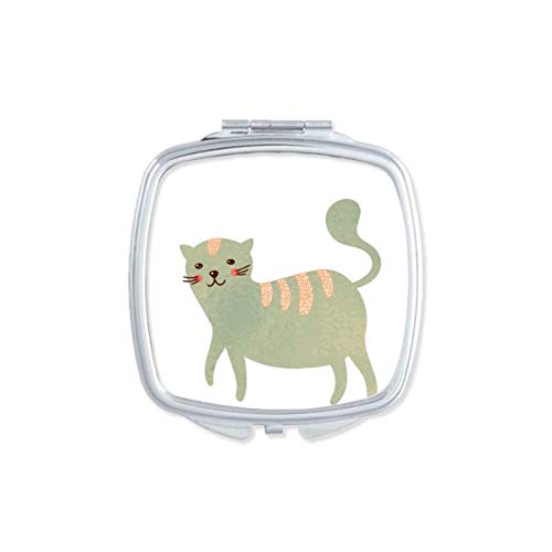 חמוד ציאן חתול בעלי החיים בצבעי מים מראה נייד קומפקטי כיס איפור כפול צדדי זכוכית