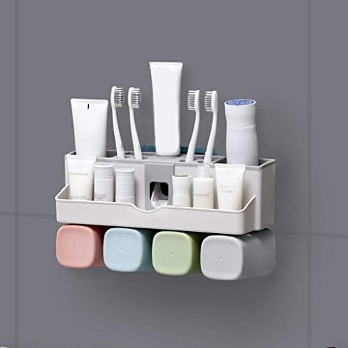 XJJZS צחצוח יצירתי מחזיק כוס שיניים מחזיק קיר קיר הר-מברשות שיניים חשמליות מארגן קוסמטי ומגירה עם מחזיק טלפון