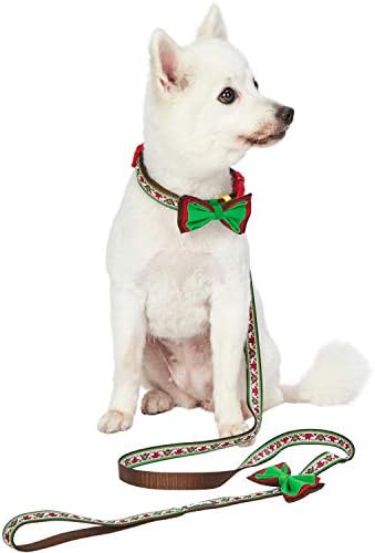 חיית מחמד אוכמניות חג המולד של סנטה קלאוס רצועת הכלב של איילים עם קשת, 5 ' * 3/4 ​​, בינוני, רצועות לכלבים