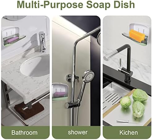 מחזיק תבשיל סבון Servineart 2 מחזיק סבון מקלחת עם קיר סבון רכוב על קיר למקלחת אמבטיה אמבטיה כיור מטבח אטום אטום אבק ללא קידוח דבק כולל