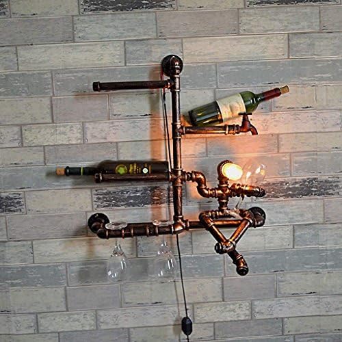 פשטות יצירתית מנורת קיר יצירתי פשטות יין מתלה ברזל מים צינורות בית מדפי יצירתי פשטות יין מתלה בר מסעדת קיר קישוט מטבח