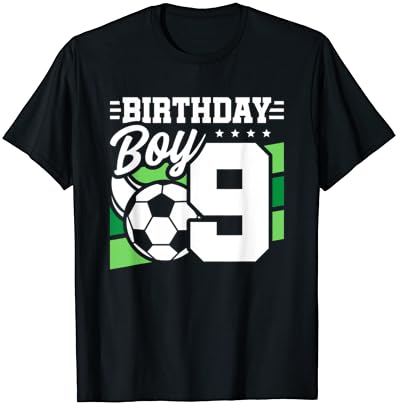כדורגל מסיבת יום הולדת-ילד בן 9-חולצת טריקו ליום הולדת 9