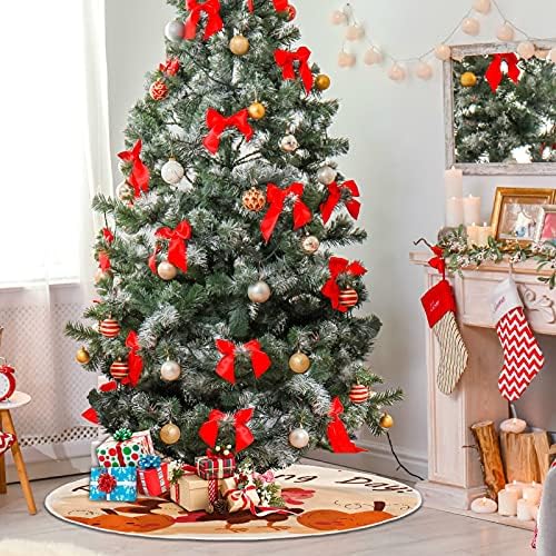 חג ההודיה דלעות טורקיה חמודות חצאית עץ חג המולד 36 אינץ '/48 אינץ' תפאורה ביתית לחצאית עץ חג המולד מחצלת קישוטים לחג המולד מתנות קישוטים לשנה החדשה