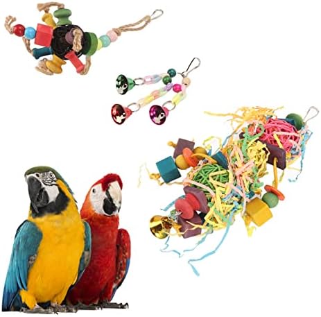 תוכי ציפורים רוזבולה צעצועי מגרסה, 3 יחידות תוכי צעצועים לעיסת צעצועים לציפורים